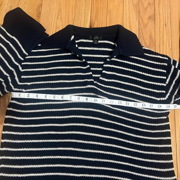 J. crew navy and white striped cotton collared v-neck sweater women’s XS - Picture 7 of 9